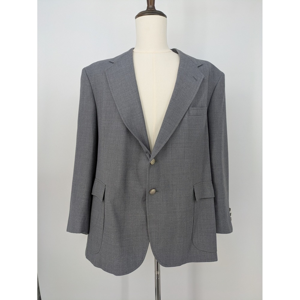 Stafford Blazer Jacket Mens 46PS Gray Worsted Wool Blend Two Button USA Career